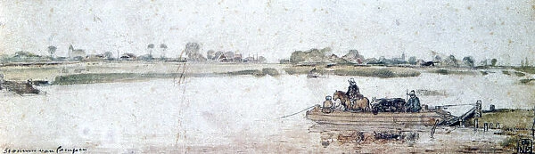 River landscape with rope ferry, early 17th century. Artist: Hendrick Avercamp