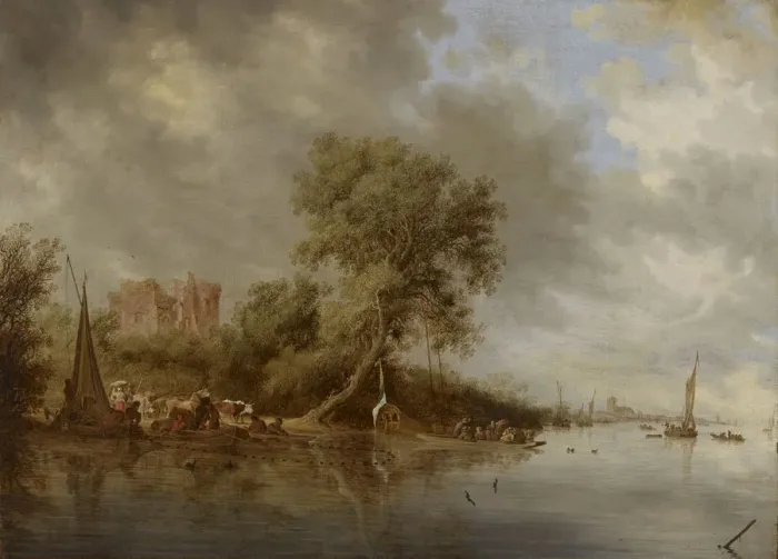 Framed Print : River Landscape with the Ruins of the Castle of Egmond, 1641. Creator: Ruisdael Framed Print : River Landscape with the Ruins of the Castle of Egmond, 1641. Creator: Ruisdael
