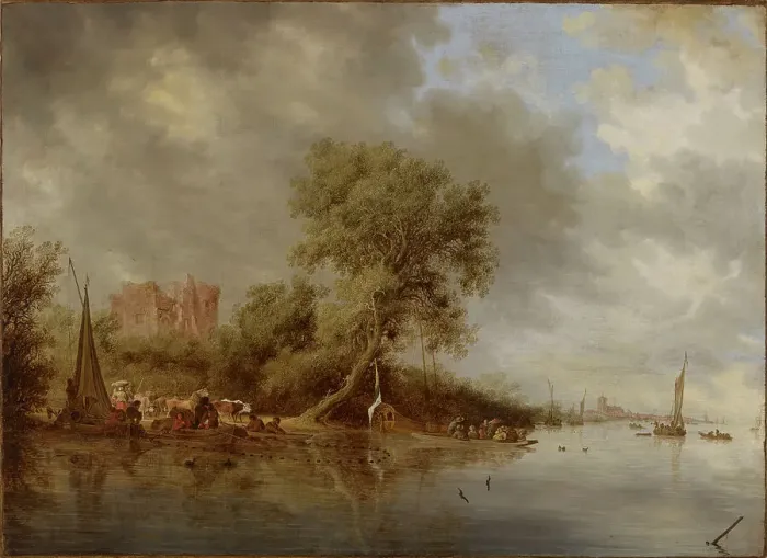 Framed Print : River Landscape with the Ruins of Egmond Castle, 1641. Creator: Salomon Ruysdael Framed Print : River Landscape with the Ruins of Egmond Castle, 1641. Creator: Salomon Ruysdael