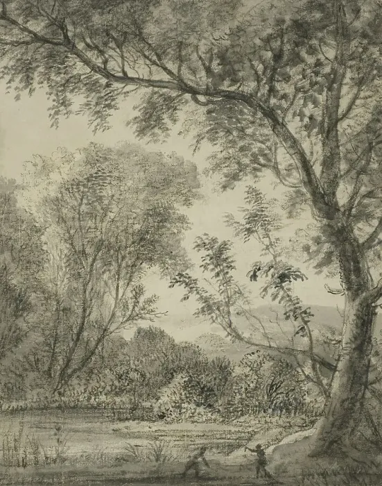 Framed Print : River landscape with tall tree to right. Creator: Anthonie Waterloo Framed Print : River landscape with tall tree to right. Creator: Anthonie Waterloo