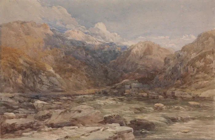 Framed Print : River Landscape in Wales, ca. 1850. Creator: David Cox the elder Framed Print : River Landscape in Wales, ca. 1850. Creator: David Cox the elder