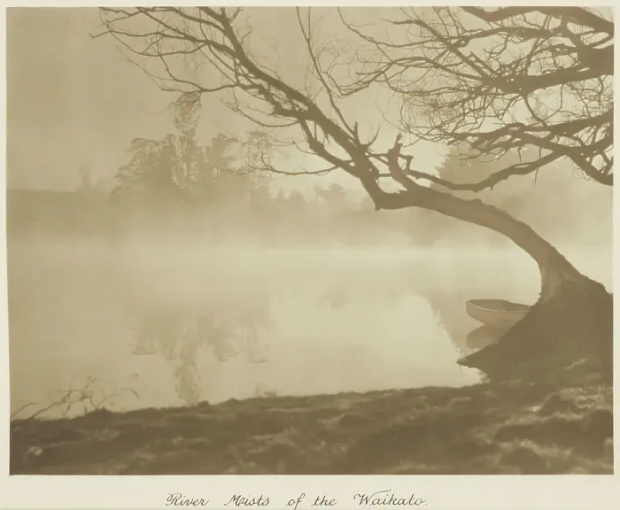 Framed Print : River mists of the Waikato. From the album: Camera Pictures of New Zealand, 1920s. Creator: Harry Moult Framed Print : River mists of the Waikato. From the album: Camera Pictures of New Zealand, 1920s. Creator: Harry Moult