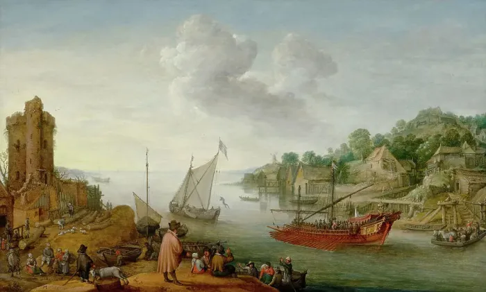 Framed Print : River mouth with a galley, 1620. Creator: Willaerts; Adam (1577-1664) Framed Print : River mouth with a galley, 1620. Creator: Willaerts; Adam (1577-1664)