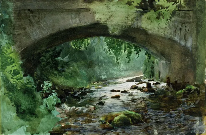 Framed Print : River under Old Stone Bridge