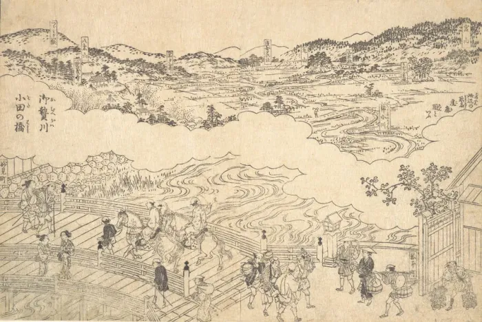 Framed Print : River of Omue and Bridge of Oda, 1700. Creator: Unknown Framed Print : River of Omue and Bridge of Oda, 1700. Creator: Unknown