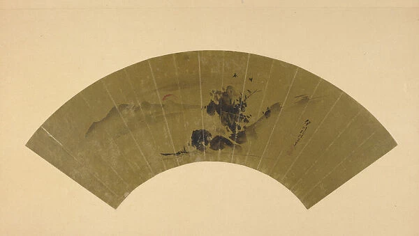 River and red sun, Edo period, early 19th century. Creator: Kano Isen in