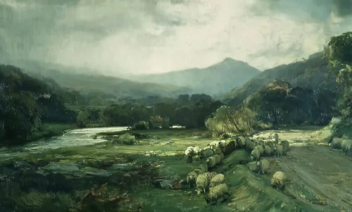 Framed Print : River and Road, Strathdon, 1898. Creator: David Farquharson