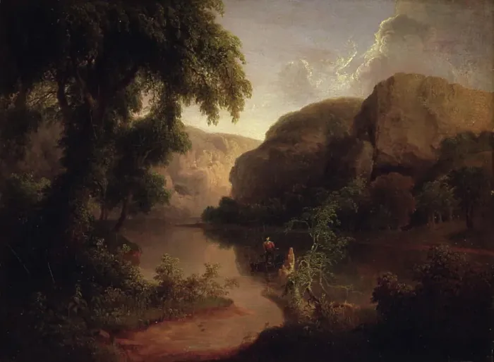 Framed Print : River between Rocks, 1808-1856. Creator: Thomas Doughty Framed Print : River between Rocks, 1808-1856. Creator: Thomas Doughty
