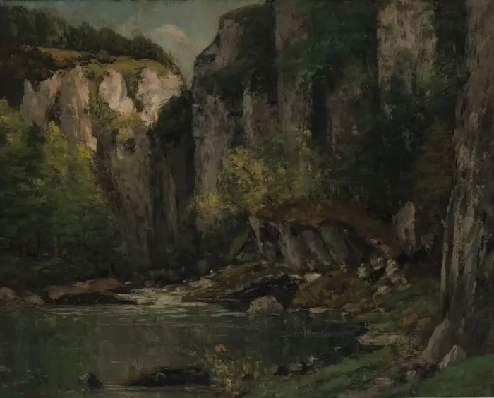 Framed Print : River and Rocks, 1873-77. Creator: Gustave Courbet Framed Print : River and Rocks, 1873-77. Creator: Gustave Courbet