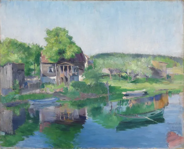 Framed Print : River Sandvikselven, 1890. Creator: Harriet Backer Framed Print : River Sandvikselven, 1890. Creator: Harriet Backer