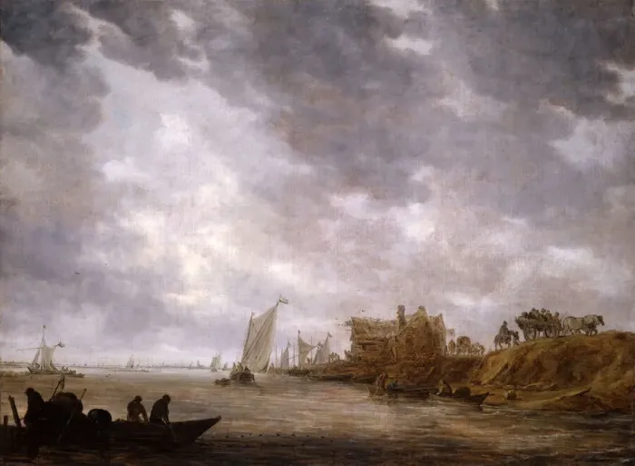 Framed Print : A River Scene, 1642. Creator: Jan van Goyen Framed Print : A River Scene, 1642. Creator: Jan van Goyen