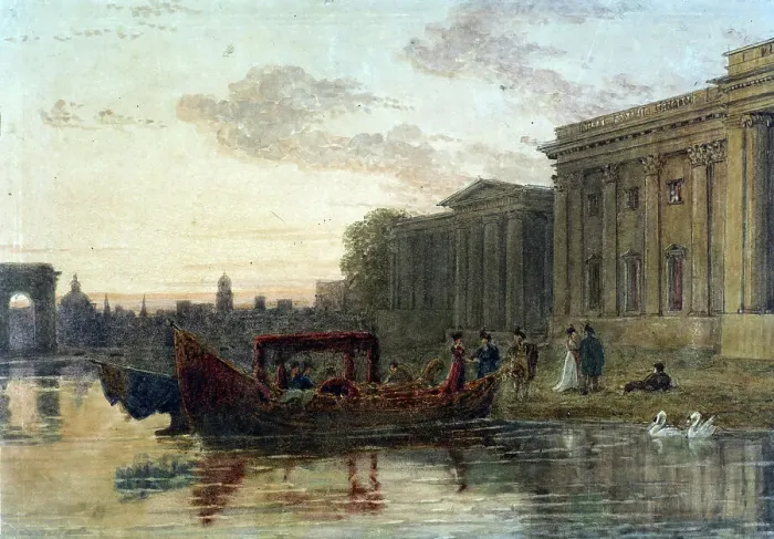 Framed Print : River scene, 1800-1840. Creator: George Barret the Younger Framed Print : River scene, 1800-1840. Creator: George Barret the Younger