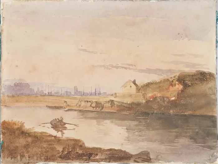 Framed Print : River Scene, Aberdeen, 1826. Creator: James William Giles