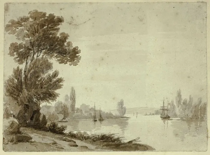 Framed Print : River Scene with Boats, n.d. Creator: William Henry Stothard Scott Framed Print : River Scene with Boats, n.d. Creator: William Henry Stothard Scott