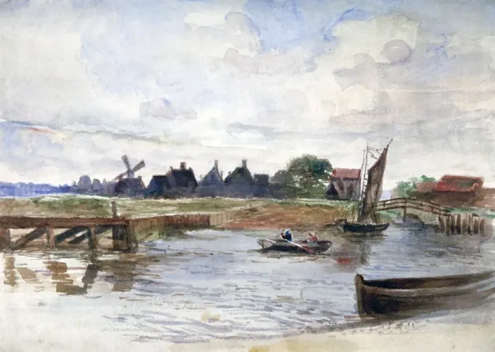 Framed Print : River Scene, c1864-1930. Artist: Anna Lea Merritt Framed Print : River Scene, c1864-1930. Artist: Anna Lea Merritt
