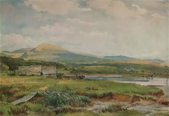 Framed Print : River Scene with Cottages, c1887. Artist: Thomas Collier Framed Print : River Scene with Cottages, c1887. Artist: Thomas Collier