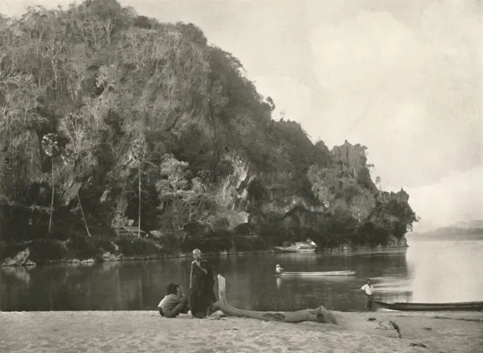 Framed Print : River Scene - The Second Defile, near Bhamo, 1900. Creator: Unknown
