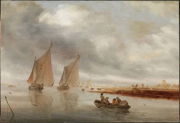 Framed Print : River Scenery, 1643. Creator: Salomon Ruysdael Framed Print : River Scenery, 1643. Creator: Salomon Ruysdael
