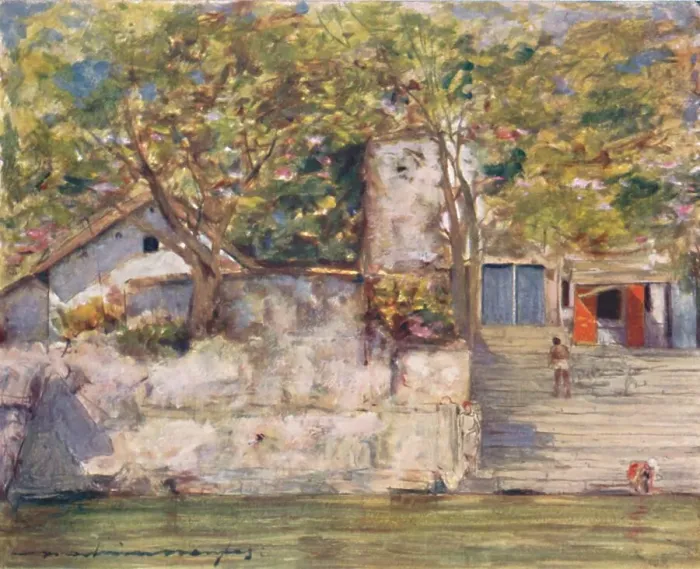 Framed Print : On the River Steps at Agra, 1905. Artist: Mortimer Luddington Menpes Framed Print : On the River Steps at Agra, 1905. Artist: Mortimer Luddington Menpes