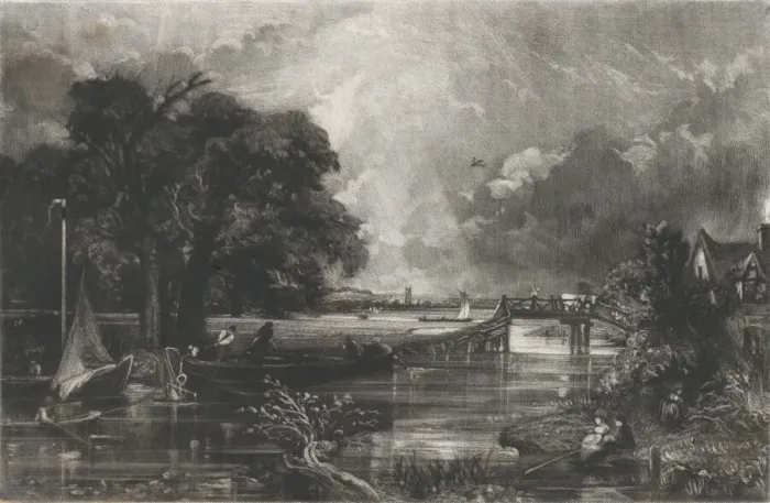 Framed Print : River Stour, 1831. Creator: David Lucas Framed Print : River Stour, 1831. Creator: David Lucas