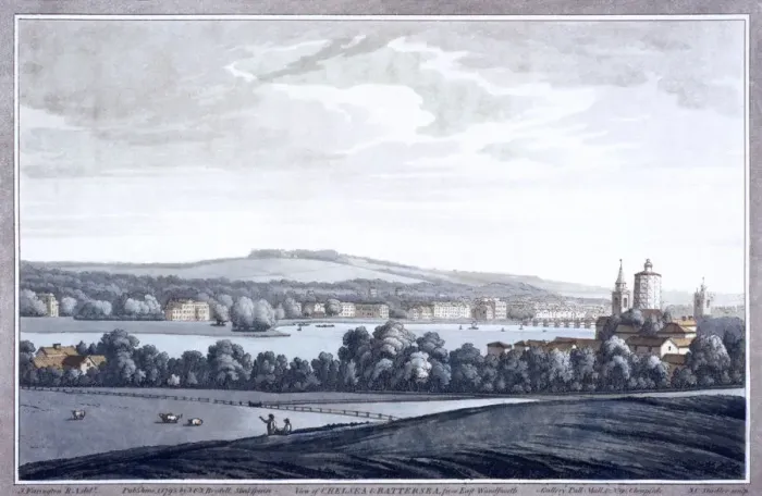 Framed Print : The River Thames at Battersea, London, 1795. Artist: Joseph Constantine Stadler Framed Print : The River Thames at Battersea, London, 1795. Artist: Joseph Constantine Stadler