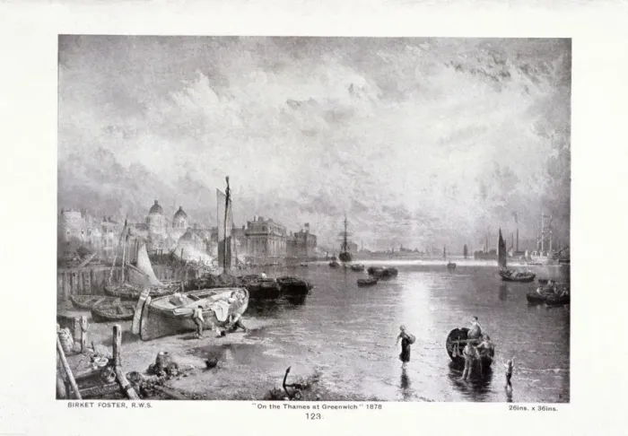 Framed Print : The River Thames at Greenwich, London, 1878. Artist: Myles Birket Foster Framed Print : The River Thames at Greenwich, London, 1878. Artist: Myles Birket Foster