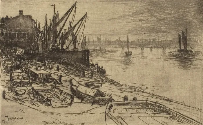 Framed Print : River Thames, at London, 1886. Creator: Lewis Henry Meakin Framed Print : River Thames, at London, 1886. Creator: Lewis Henry Meakin