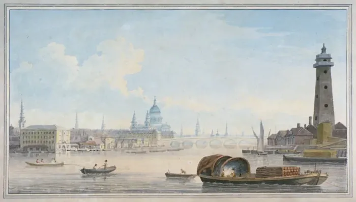 Framed Print : River Thames looking towards Blackfriars Bridge, London, 1818 Framed Print : River Thames looking towards Blackfriars Bridge, London, 1818