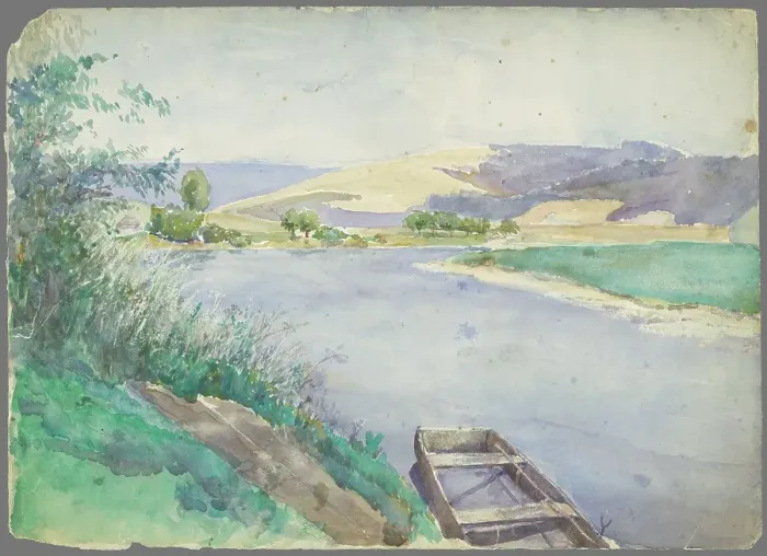 Framed Print : River in the valley, 1870-1890. Creator: Ladislav Mednyanszky Framed Print : River in the valley, 1870-1890. Creator: Ladislav Mednyanszky