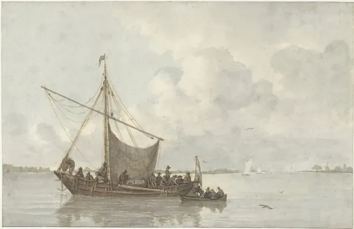 Framed Print : River view, 1786-1850. Creator: Gerrit Lamberts Framed Print : River view, 1786-1850. Creator: Gerrit Lamberts