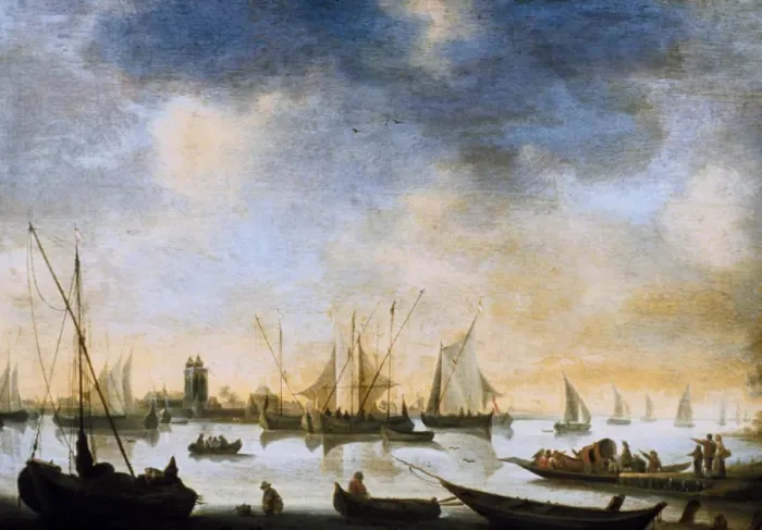 Framed Print : River view, 17th Century. Artist: Jan van Goyen Framed Print : River view, 17th Century. Artist: Jan van Goyen