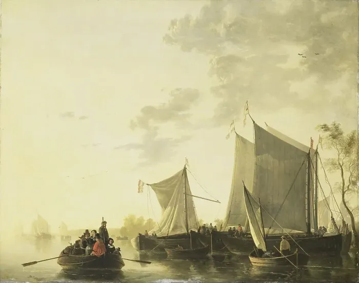 Framed Print : River View, 1815-1849. Creator: Albertus Brondgeest Framed Print : River View, 1815-1849. Creator: Albertus Brondgeest