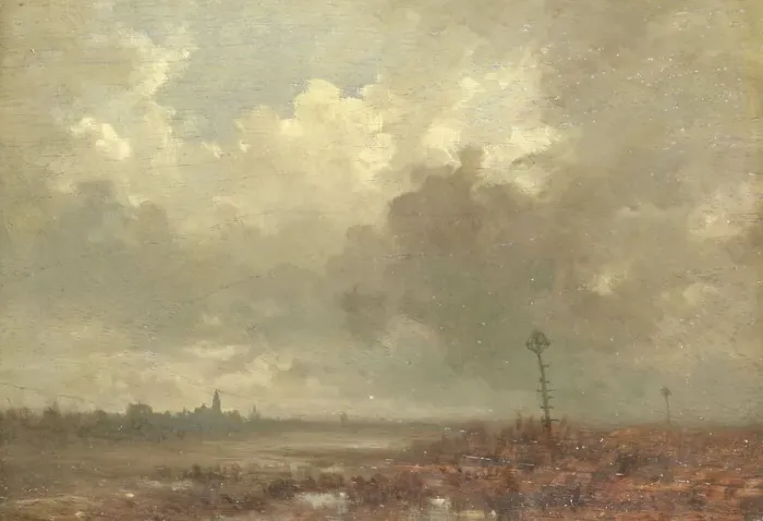 Framed Print : River view, evening, 1880. Creator: Adolphe Mouilleron Framed Print : River view, evening, 1880. Creator: Adolphe Mouilleron