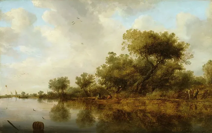Framed Print : River View with Fishermen, 1633. Creator: Salomon Ruysdael Framed Print : River View with Fishermen, 1633. Creator: Salomon Ruysdael