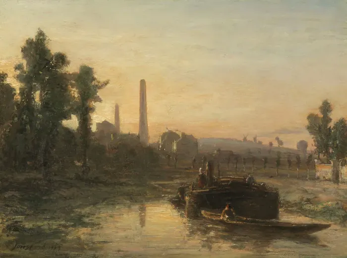 Framed Print : River View in France, possibly near Pontoise, 1855. Creator: Johan Barthold Jongkind Framed Print : River View in France, possibly near Pontoise, 1855. Creator: Johan Barthold Jongkind