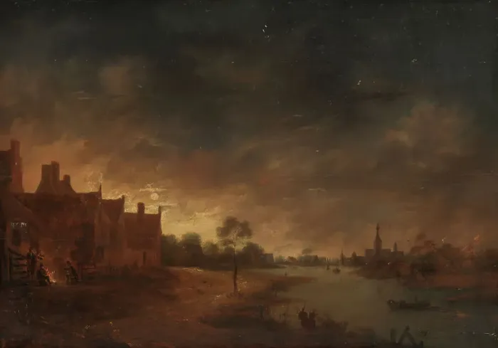 Framed Print : River View by Moonlight, in or after c.1653. Creator: Unknown Framed Print : River View by Moonlight, in or after c.1653. Creator: Unknown