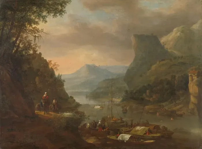 Framed Print : River view in a mountainous region, 1655-1685. Creator: Herman Saftleven the Younger Framed Print : River view in a mountainous region, 1655-1685. Creator: Herman Saftleven the Younger