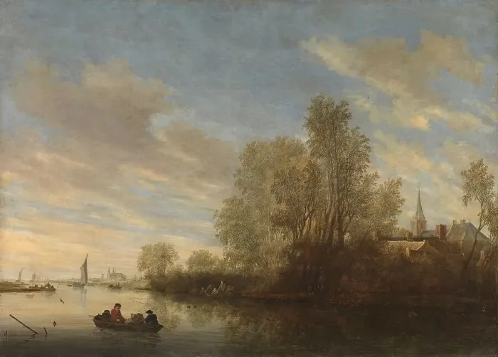 Framed Print : River view near Deventer, 1645. Creator: Salomon Ruysdael Framed Print : River view near Deventer, 1645. Creator: Salomon Ruysdael