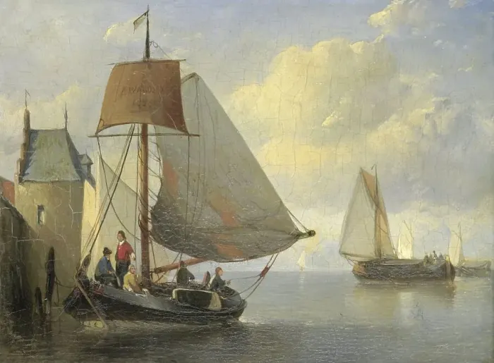Framed Print : River view with a rampart tower inspired by the Camperveerse tower in Veere, 1855. Creator: Antonie Waldorp Framed Print : River view with a rampart tower inspired by the Camperveerse tower in Veere, 1855. Creator: Antonie Waldorp
