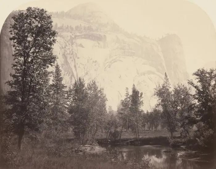 Framed Print : River View of the Royal Arches, Yosemite, 1861. Creator: Carleton Emmons Watkins Framed Print : River View of the Royal Arches, Yosemite, 1861. Creator: Carleton Emmons Watkins