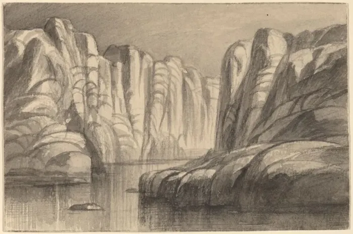 Framed Print : River Winding through a Rock Formation (Philae, Egypt), 1884 / 1885. Creator: Edward Lear Framed Print : River Winding through a Rock Formation (Philae, Egypt), 1884 / 1885. Creator: Edward Lear
