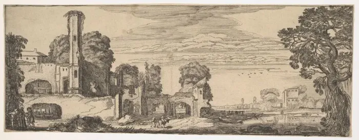 Framed Print : Riverscape with Ruins of a Castle (from Landscapes and Ruins), ca. 1615 Framed Print : Riverscape with Ruins of a Castle (from Landscapes and Ruins), ca. 1615