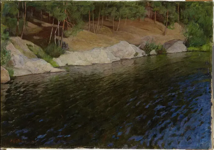 Framed Print : Riverside, 1897. Creator: Pekka Halonen Framed Print : Riverside, 1897. Creator: Pekka Halonen