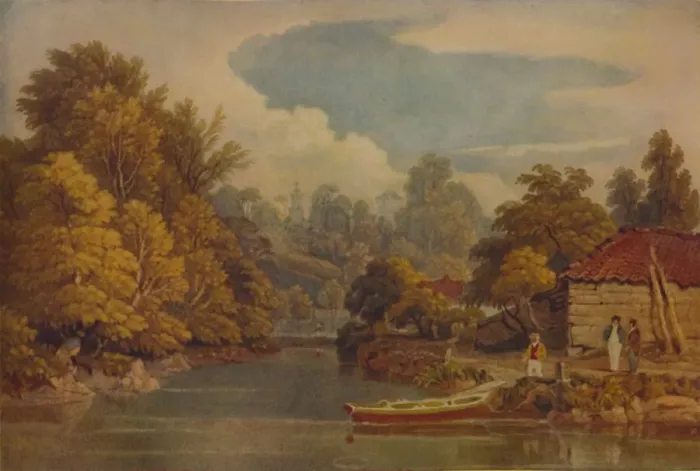 Framed Print : Riverside, 19th century, (1935). Artist: William Havell Framed Print : Riverside, 19th century, (1935). Artist: William Havell