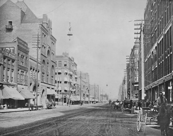 Framed Print : Riverside Avenue, Spokane, Washington, c1897. Creator: Unknown Framed Print : Riverside Avenue, Spokane, Washington, c1897. Creator: Unknown