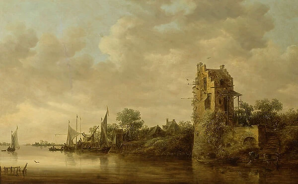 Riverside with an Old Tower, 1645. Creator: Jan van Goyen
