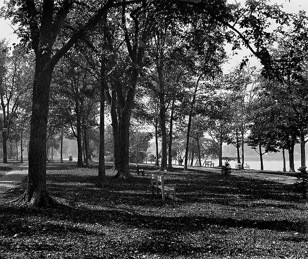 Riverside Park toward city, Neenah, Wis. c1898. Creator: William H. Jackson