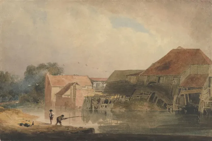 Framed Print : Riverside Scene (Old Mill), 1805-10 (?). Creator: Peter de Wint Framed Print : Riverside Scene (Old Mill), 1805-10 (?). Creator: Peter de Wint