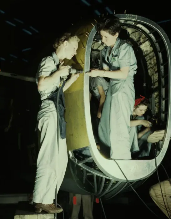 Framed Print : Riveters at work on fuselage of Liberator... Consolidated Aircraft Corp. Fort Worth, Texas, 1942. Creator: Howard Hollem Framed Print : Riveters at work on fuselage of Liberator... Consolidated Aircraft Corp. Fort Worth, Texas, 1942. Creator: Howard Hollem