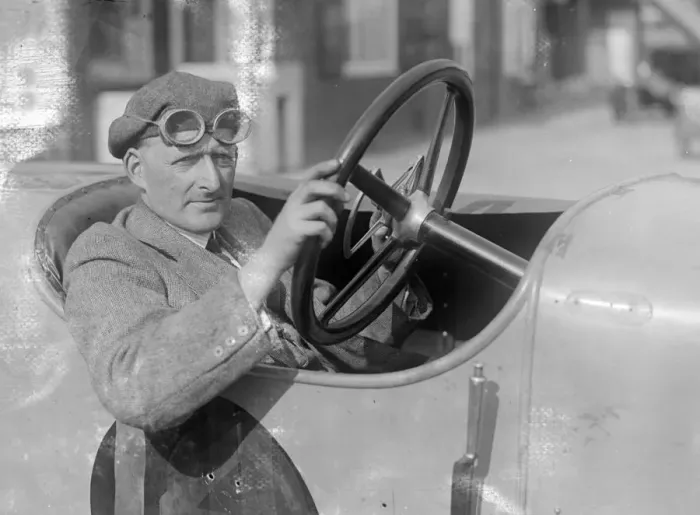 Framed Print : RJ Sully behind the wheel of a HE 14 / 40, Brooklands. Artist: Bill Brunell Framed Print : RJ Sully behind the wheel of a HE 14 / 40, Brooklands. Artist: Bill Brunell